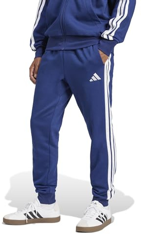adidas Herren Essential Three Stripes Fleece Pants, Dark Blue/White, XS