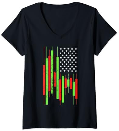 Damen Kryptowährungshandel mit USA-Flagge - Krypto Trader Patriotic T-Shirt mit V-Ausschnitt
