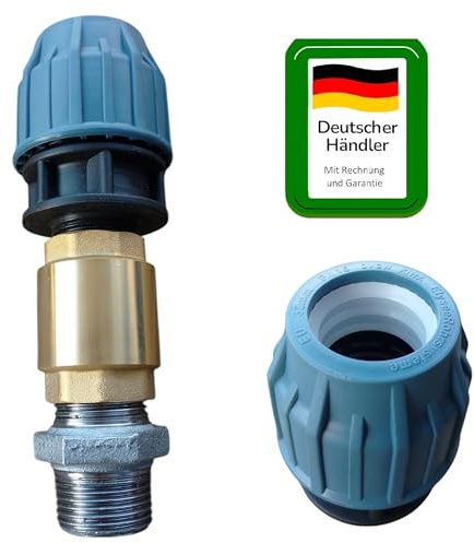 PAG Turbo GmbH - Anschlussset für Tiefbrunnenpumpe mit Rückschlagventil für PE-Rohr Kunststoffrohr (1 1/4 x 40mm)
