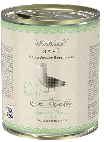 Dr. Clauder's Nassfutter für Hunde | Barffutter | 6 x 800 g | verschiedene Geschmacksrichtungen | (6 x 800 g, Enteneintopf)