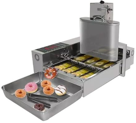 Mini Máquina Comercial Para Hacer Donuts, Máquina Eléctrica Para Hacer Bagels De Gofres De 1800 Piezas/h Con Pantalla Digital LED, Freidora De Donuts De Acero Inoxidable De 2000 W Para Desayunos