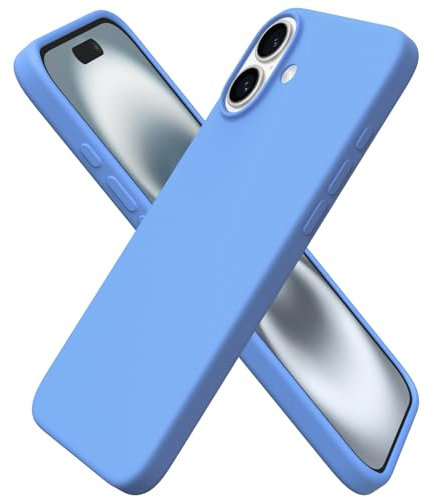 ORNARTO Compatible with iPhone 16 Plus Case 6.7, Slim Liquid Silicone 3 Layers Full Covered Soft Gel Rubber 16 Plus Phone Cases Cover 6.7 inch-Sky Blue