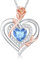 LAVUMO Collier Femme argent Sterling 925 Pendentif Coeur Rose Fleur Pierre Naissance Bijoux Cadeau Anniversaire Femme Copine Maman Cadeau Noël Saint Valentin Fête des Mères (Argent-12-Décembre)
