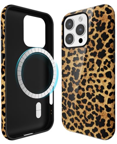 Svanove for iPhone 16 Pro Max Case Cheetah Print, Compatible with Magsafe Magnetic Leopard Phone Case, Girly Cute Trendy Retro Animal Print Aesthetic Design Hard Shell Case for Women, Brown Fall