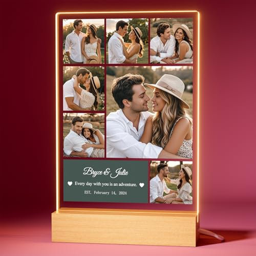 Bemaystar Personalisierte Bilderrahmen mit Foto - Personalisierte Foto Bilderrahmen mit Bild, Personalisierte Weihnachts Geschenke für Frauen & Männer, Jahrestag Geschenk für Sie Ihn Freundin Freund
