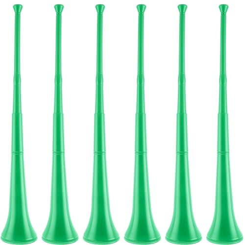 Hoarost 6 trombe Vuvuzela da 71 cm, in plastica, pieghevole, per eventi sportivi, lauree, feste, bomboniere (verde)