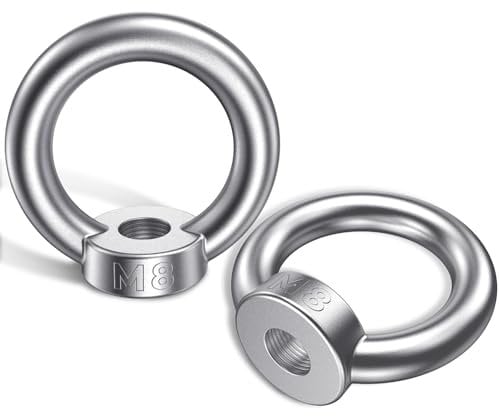YOOPIN M8 Ring Nut, 6PCS Eye Nuts, 304 Stainless Steel Eyenuts, Lifting Eye Nuts for Lifting Fixing and Safety Protection, Widely Used in Industrial, Construction and Transportation Fields
