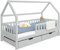 Ehrenkind® Hausbett Lille | Kinderbett mit abnehmbaren Rausfallschutz aus Massivholz FSC® zertifziert inkl. Schubladen | Hausbett 90x200 | Kinderbett 90x200 Grau