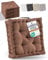 Beautissu 4er Set Bodenkissen Sitzkissen 40x40 cm - Dickes Matratzenkissen 8cm - 100% Baumwolle Stuhlkissen Indoor & Outdoor Sitzkissen Boden Tragegriff extra Dicke Sitzauflagen Braun - Mila