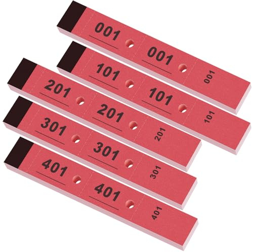 Nezyo Doppelnummern Blöck 1-500 3 x 20 cm für Garderobe, Rot | Tombola Lose, Garderobenmarken, Nummernblöcke, Nummeriert, Für Verlosung, Events, Messen, Eintrittskarten, Leckereien
