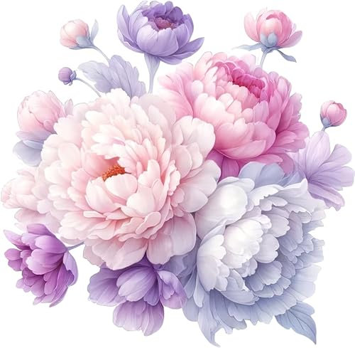 x4 Pink & White Peony Flower Vinyl Stickers, Vibrant Blackout Waterproof Decals, Multi Purpose 1@ 20cm Tall Ideal for Toilets car or Laptop. 3@ 7cm Tall Ideal for Phone, Cups & Mugs (Pink White)