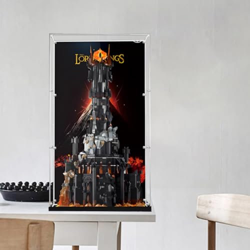 Acryl-Figuren Display Box für LE-GO für 10333 für Herr der Rin-gs Tow-er Acryl Aufbewahrungsbox Staubdicht Transparent Box Custom Vitrine Aufbewahrungsbox (kein Modell) (Hintergrund A)