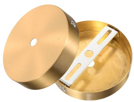 SEWACC 2pcs Brass Ceiling Canopy Pendant Lamp Base Chandelier Mounting Plate Light Fittings Ceiling Fan Brace Wall Lamp Mount for DIY Lighting 10x1.8cm