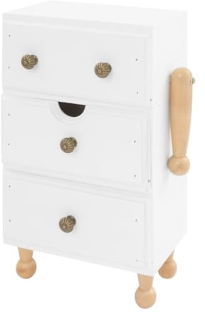 Vintage Aufbewahrungsschrank, 3-Tier Aufbewahrungsschrank, Aufbewahrungsbox mit Schubladen, Schmuckschrank aus Kiefernholz, Kommode Schrank für Wohnzimmer, Schlafzimmer, 19*12*34cm (Weiß)