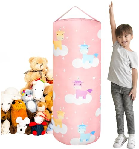 AOOHA Sitzsack-Bezug Kinder,Kuscheltier Sitzsack Aufbewahrung Abdeckung,Zylindrischer Stuffed Bean Bag,Große Kuscheltiere Aufbewahrung für Lese Sessel, Schlafzimmer, Kinderzimmer, Spielzimmer