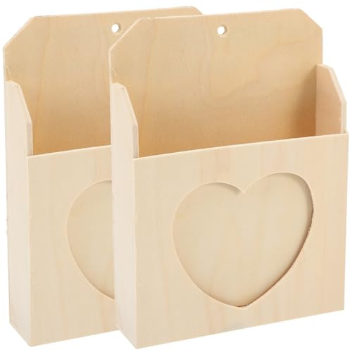 Supvox 2 Stück Aufbewahrungsboxen aus Unbehandeltem Holz Selbstgemacht Holzboxen mit Herzmotiv Naturfarben zum Bemalen für Bastelaufbewahrung