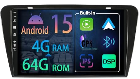 [2+64GB] 10.1 Pulgadas Android 15 Autoradio de Skoda Octavia 3 2013-2018 Radio Carplay Stereo inalámbrico Mit Car Play Auto Bildschirm Bluetooth Navegación Reproductor Estéreo Pantalla táctil