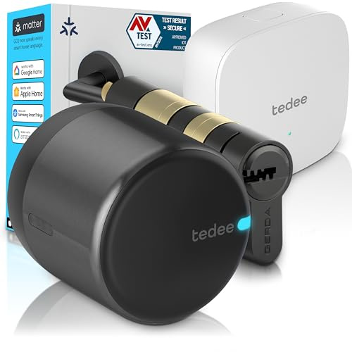 tedee GO2 Alu Serratura Smart WiFi con Cilindro EXXO Smart Classe 6 Antieffrazione e Accesso Remoto | Sblocco Automatico | Compatibile con Matter, Alexa, Google Home, Apple HomeKit, SmartThings