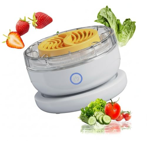 Purificador de frutas y verduras – Limpiador rápido de vórtice de 3 minutos para bayas, frutas y verduras | Esterilización avanzada de iones de hidroxilo | Lavadora portátil de productos, carga