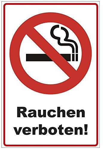 Schild 200x140 mm Rauchen verboten !, stabil aus Alu/Dibond - 3 mm stark