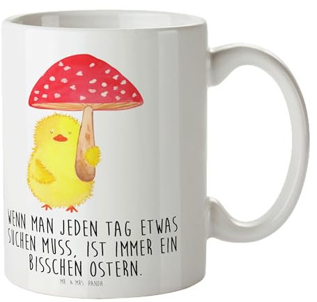 Mr. & Mrs. Panda Tasse Küken Fliegenpilz - Ostergeschenke, Osterdeko, Geschenk, Kaffeetassen, Frohe Ostern, Glückspilz, Osterdeko, Osternest,