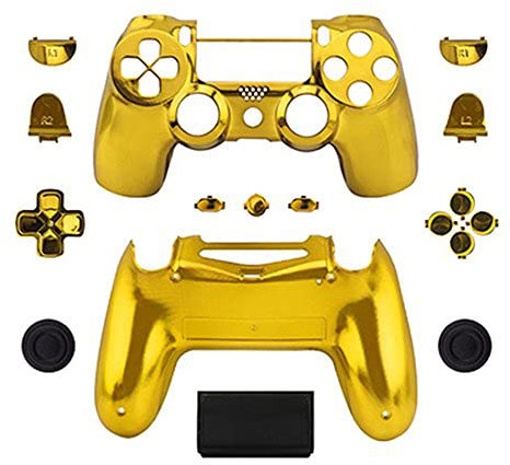 Funda de carcasa completa con botones Mod Kit para PS4 Pro Slim para PS4 Slim Pro JMD-040 Reemplazo del controlador inalámbrico (cromo dorado)