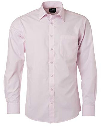 JAMES & NICHOLSON - Homme Chemise Classique Popeline avec Finition Easy Care (L, Rose Clair)
