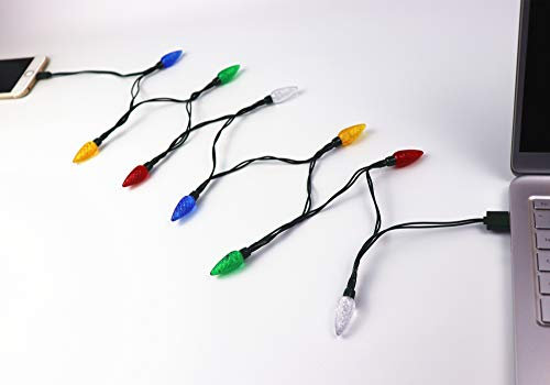Cewuidy LED Christmas Light Phone Charger Cord USB and Bulb Charging Cable 50inch 10led Multicolor Bulbs Compatible with Phone14/13/12/11 Pro/Pro Max/XS/XS Max/XR/X/8 Plus/ 8/7 Plus/7s Plus/6s/6 etc