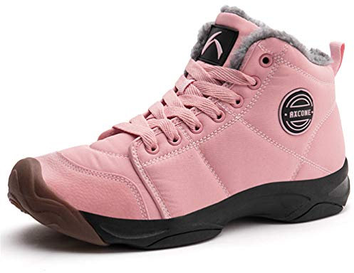 Axcone Stivali Uomo Donna Invernali Impermeabili Trekking Outdoor Caldo Cotone Scarpe Piatto Caviglia Stivaletti Neve - Rosa 39EU