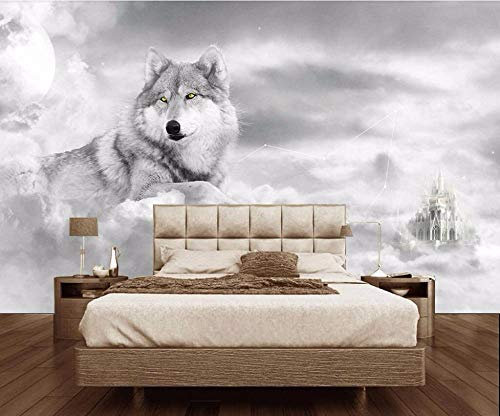 Tapete Wandbild 3D Fototapete Wolf Vliestapete Wandtapete Foto für Modernes Design der Fernseh Hintergrund Wand-Kunst-Deko, 400cm x 280cm