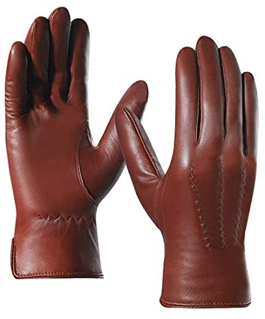 Harssidanzar Herren-Handschuhe aus italienischem Schaffell, hochwertig, mit Kaschmirfutter, GM006, Brandy (100% Kaschmir gefüttert, verbessert), XXL
