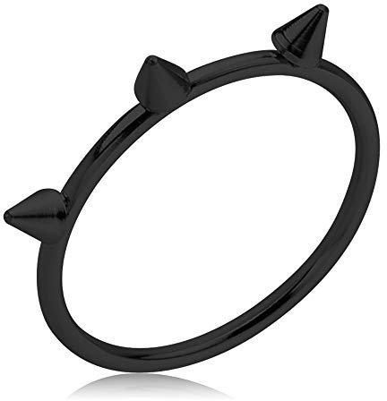 viva-adorno Edelstahl Ring Damen Ring Spikes Dornen Punk schwarz beschichtet schmal Gothic RS62, Gr. 63