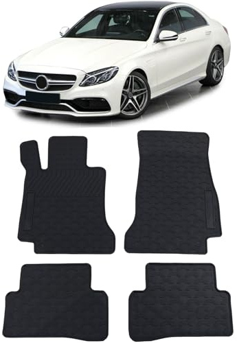 Auto Gummi Fußmatten Schwarz Premium Set für Mercedes C-Klasse W205 S205 14-22