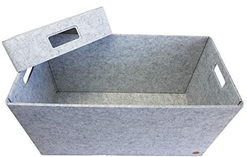 voigtdesign Aufbewahrungsbox FILZ Regalkorb Filzbox Korb Box Allzweckbox mit Deckel (5 Größen) (Gr. XXL - 64x32x34cm)