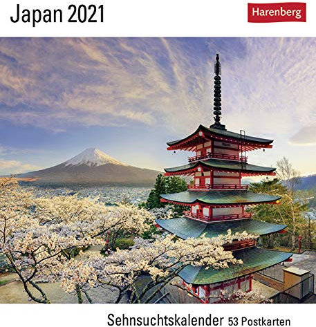 Sehnsuchtskalender Japan - Kalender 2021 - Harenberg-Verlag - Postkartenkalender mit 53 heraustrennbaren Postkarten - 15,8 cm x 18 cm
