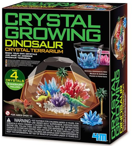 4M Crystal Growing: Dinosaurier Kristall-Terrarium Kinder ab 10 Jahre | Kristalle züchten Experimentierkasten Kristallzucht Wissenschaft Lernspielzeug DIY Bastelset Forscher Set Kinder