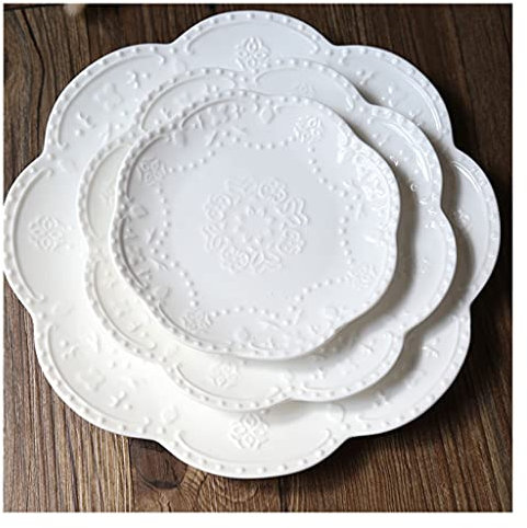 Piatti della cena Set di 3, 9.84in Piatto in ceramica Set per insalata di bistecca PASTA Antipasto Antipasto e dessert Forno a microonde Forno a microonde e lavastoviglie Set di stoviglie sicuro (rosa