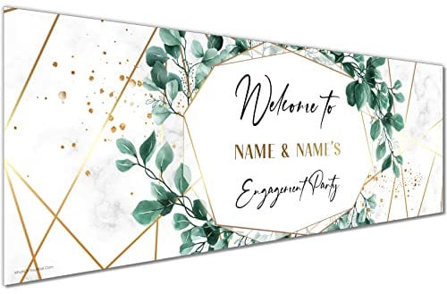 6ft x 1 | Personalised Engagement Banners | Party Props & Decorations | Bunting Banner | Engagement Party Ideas | White Gold