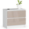 AKORD Kommode K60 mit 2 Schubladen | für das Wohnzimmer Schlafzimmer Schrank Büro Arbeitszimmer | Modernes Funktionales Design | B60 x H55 x T40 cm, Gewicht 20kg | Weiß/Glänzender Cappuccino