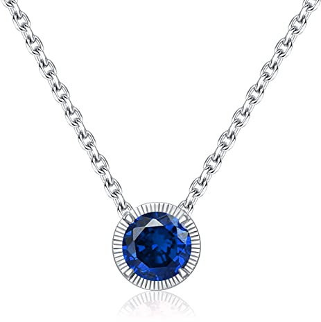 Qings Saphir Geburtsstein Halskette September Kette 925 Sterling Silber Blau Zirkonia Anhänger Ketten mit Kristallen Geburtstags Valentinstag Muttertag Schmuck Geschenke