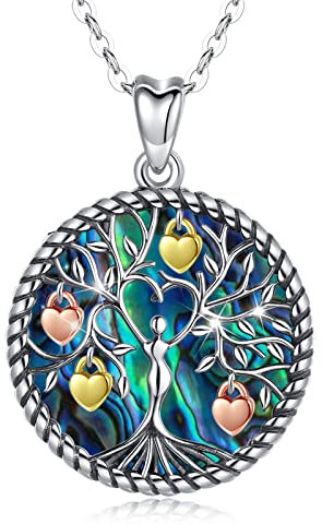 Eusense Pendentif Arbre de Vie Collier Arbre Nacre Argent Sterling 925 Cadeau Bijoux Femme