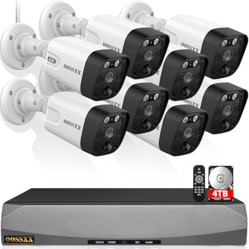 (4K/8,0 Megapixel & 130° Ultra Weitwinkel) 2-Wege-Audio PoE Outdoor Home Security Camera System, 8 Wired Outdoor Video Überwachung IP Kameras System 4TB