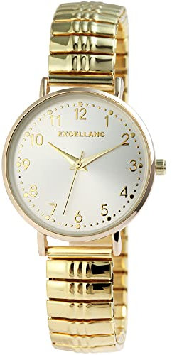 Excellanc Damen-Uhr Edelstahl Zugband analog Quarz 1700061 (goldfarbig)