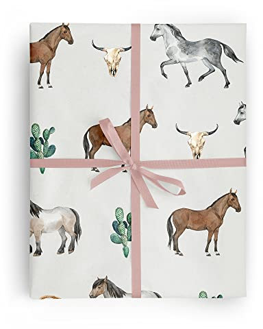 Hoot LeRoux Geschenkpapier, Motiv Westernpferde, gefaltet, 68,6 x 99,1 cm