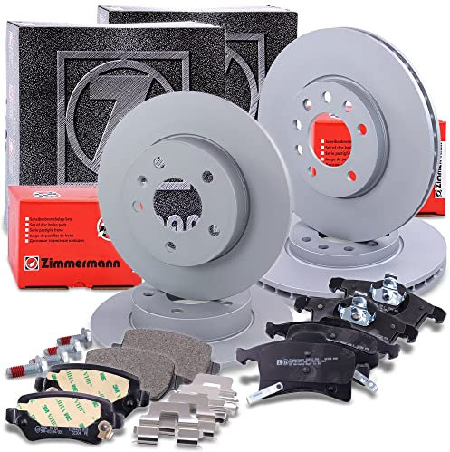 ZIMMERMANN Bremsenset inkl Bremsscheiben Vorne Belüftet Ø 280 mm + Hinten Voll Ø 264 mm und Bremsbeläge Vorne und Hinten Kompatibel mit OPEL ASTRA H (A04), MERIVA A (X03), ZAFIRA B