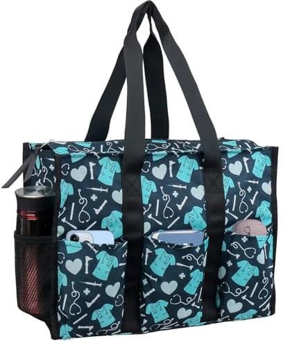 ABAMERICA Krankenschwestertasche für die Arbeit, Pflegetasche, mehrere Taschen, wasserdicht, mit Reißverschluss, klinische Tasche für Pflege-Studenten, Medium