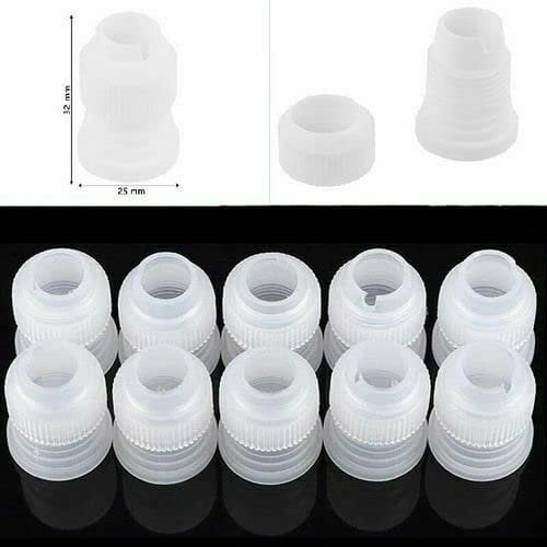 20Pcs Piping Nozzles Coupler Icing Bag Adaptors Couplers Converter Cake Decorating Tools for Icing Piping Cake Cupcake Decorating Tip Adaptor White Nozzle Set Adapter Converter Decor Tool Pack of 20