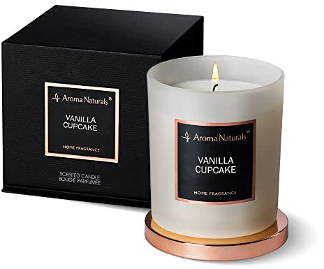 Aroma Naturals Duftkerzen, natürliches Sojawachs, 35 Stunden Brenndauer, Raumduft, Dekoration, Geschenk, 215 g (Vanille Cupcake)