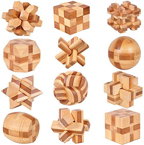 ZEIHAOWAN 12pcs 3D Holzpuzzles Würfel-Gehirn-Teaser-Puzzlespiel-Satz Jigsaw, Kinder pädagogischen Spielzeug Spiel Puzzle magischen Würfel Übung IQ Fähigkeit, Geburtstag, Weihnachten, Geschenk
