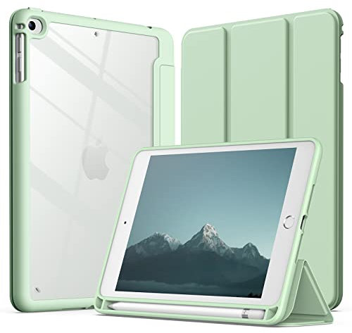 JETech Hülle für iPad Mini 5/4 (7,9 Zoll Modell 2019/2015) mit Stifthalter, Klare Transparente Rückseite Schutzhülle Dünner Ständer Stoßfest Tablet (Matcha Grün)
